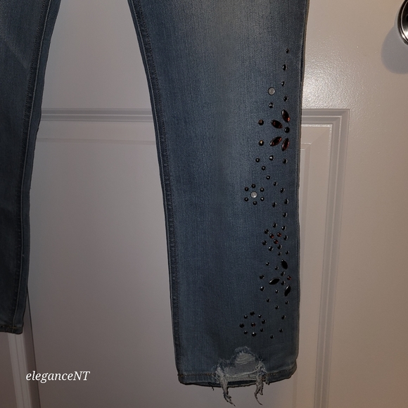 Express Light Blue wash Stretch Ankle legging Super High rise Jeans Sz: 18 L NWT - Picture 6 of 11